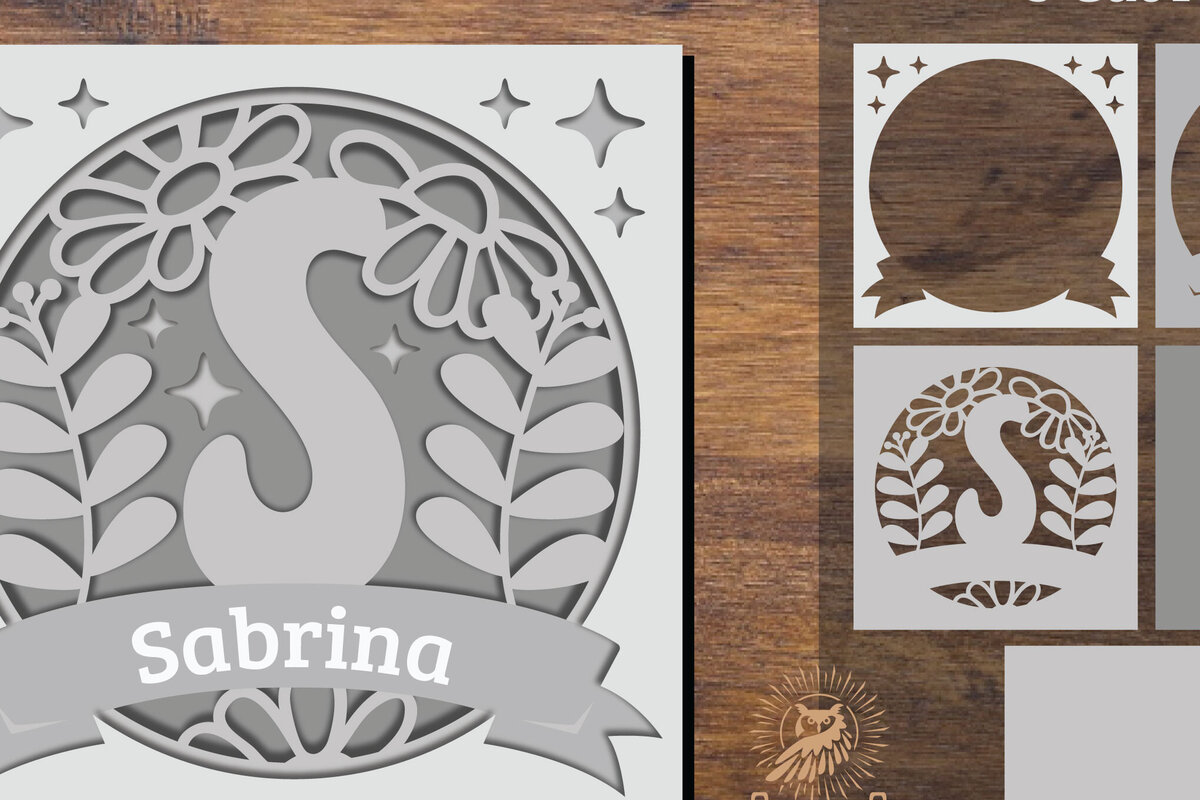 Intra απο ξύλο plywood 3mm-4mm πάχος - Floral Alphabet Shadow Box - Letter S Δίασταση 25x25 cm INTRAFABR-92887373