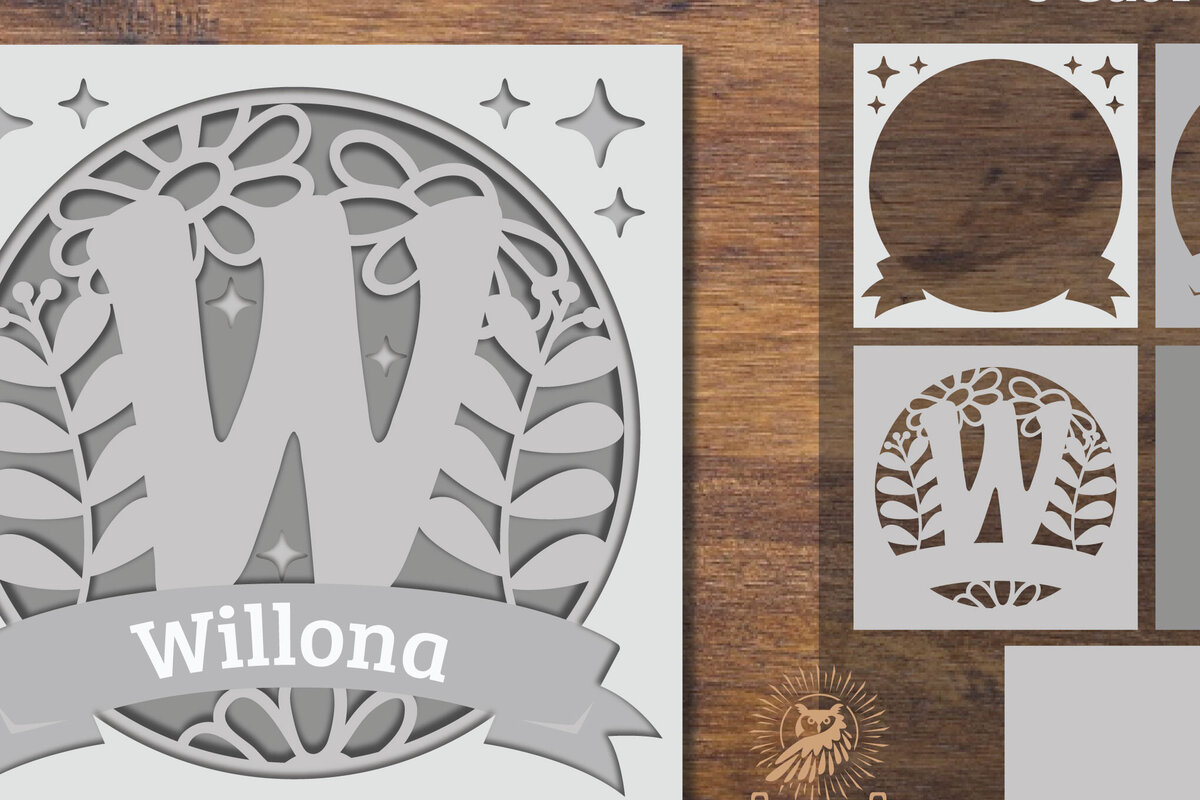 Intra απο ξύλο plywood 3mm-4mm πάχος - Floral Alphabet Shadow Box - Γράμμα W Δίασταση 25x25 cm INTRAFABR-92887595