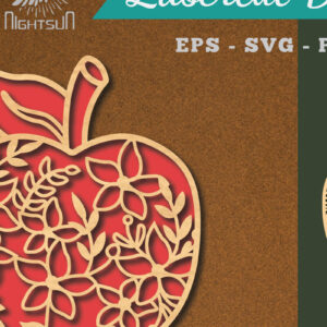 Intra απο ξύλο plywood 3mm-4mm πάχος - Διακόσμηση με λουλουδάτο μήλο με λέιζερ 1 Δίασταση 20x20 cm INTRAFABR-113206835