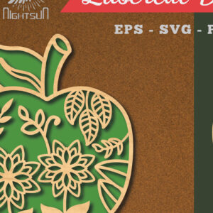 Intra απο ξύλο plywood 3mm-4mm πάχος - Διακόσμηση με λουλουδάτο μήλο με λέιζερ 3 Δίασταση 20x20 cm INTRAFABR-113206946