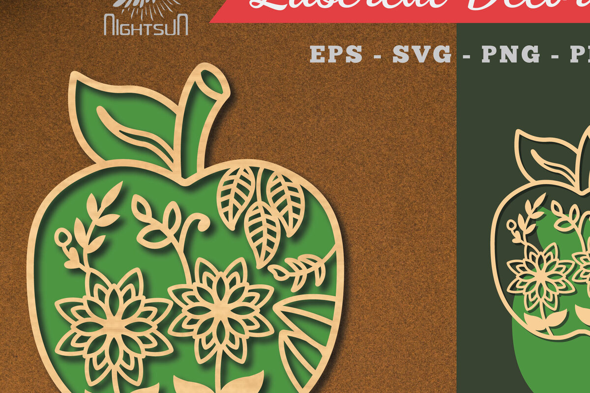 Intra απο ξύλο plywood 3mm-4mm πάχος - Διακόσμηση με λουλουδάτο μήλο με λέιζερ 3 Δίασταση 20x20 cm INTRAFABR-113206946