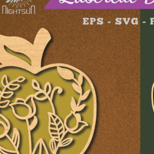 Intra απο ξύλο plywood 3mm-4mm πάχος - Διακόσμηση με λουλουδάτο μήλο με λέιζερ 5 Δίασταση 20x20 cm INTRAFABR-113207053