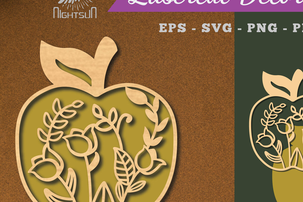 Intra απο ξύλο plywood 3mm-4mm πάχος - Διακόσμηση με λουλουδάτο μήλο με λέιζερ 5 Δίασταση 20x20 cm INTRAFABR-113207053