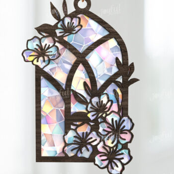 Intra απο ξύλο plywood 3mm-4mm πάχος - Παράθυρο Floral Arch Suncatcher Cut με λέιζερ Δίασταση 30x20 cm INTRAFABR-123644488 - Image 1