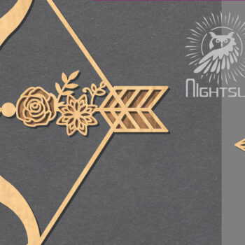 Intra απο ξύλο plywood 3mm-4mm πάχος - Floral Arrow Cut Laser Decoration 1 Δίασταση 20x20 cm INTRAFABR-123401988 - Image 1