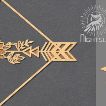 Intra απο ξύλο plywood 3mm-4mm πάχος - Floral Arrow Cut Laser Decoration 2 Δίασταση 20x20 cm INTRAFABR-123402017 - Image 1