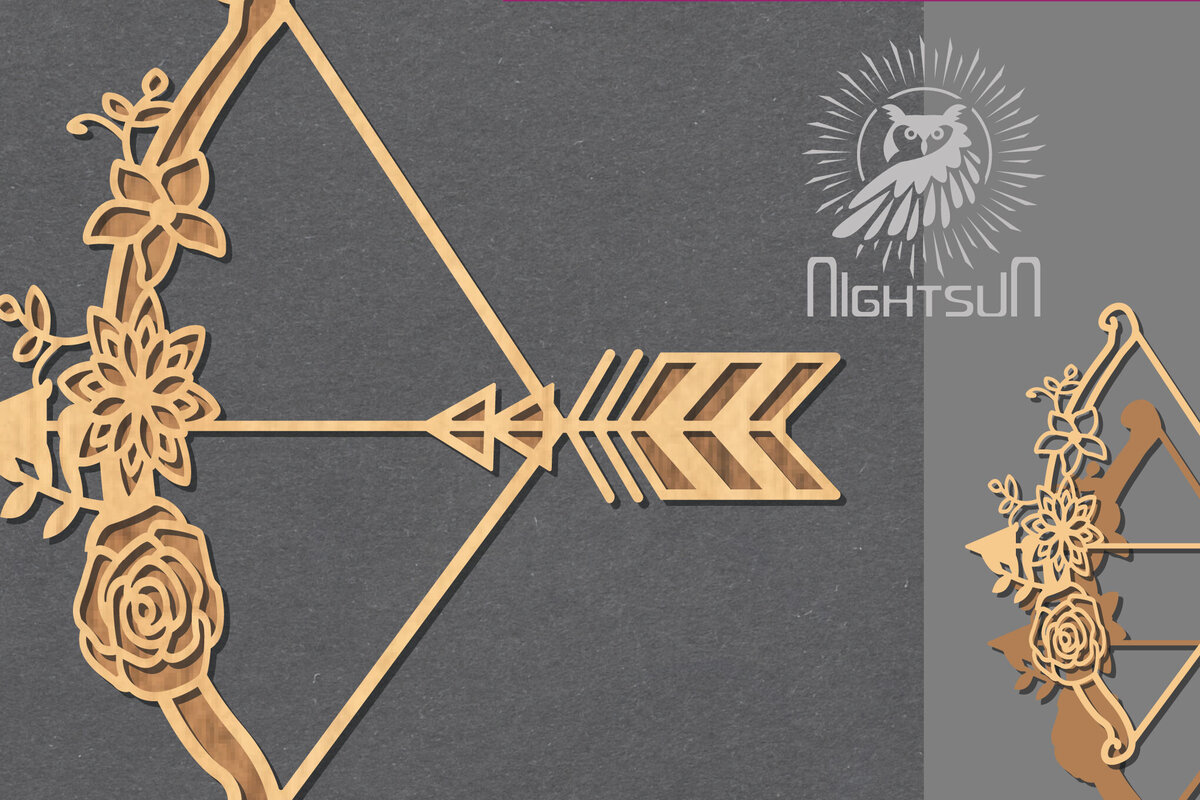 Intra απο ξύλο plywood 3mm-4mm πάχος - Floral Arrow Cut Laser Decoration 5 Δίασταση 20x20 cm INTRAFABR-123402092