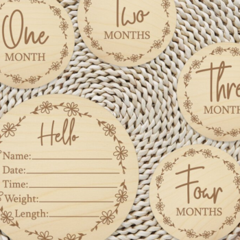 Intra απο ξύλο plywood 3mm-4mm πάχος - Floral Baby Monthly Milestones  Δίασταση 20x20 cm INTRAFABR-112456151 - Image 1