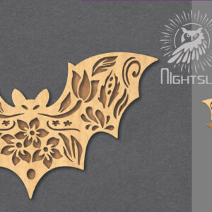 Intra απο ξύλο plywood 3mm-4mm πάχος - Διακόσμηση με λουλουδάτο κομμένο λέιζερ νυχτερίδα 5 Δίασταση 20x20 cm INTRAFABR-123188104