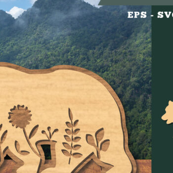 Intra απο ξύλο plywood 3mm-4mm πάχος - Floral Bear Cut Laser Decoration 1 Δίασταση 20x20 cm INTRAFABR-112847413 - Image 1