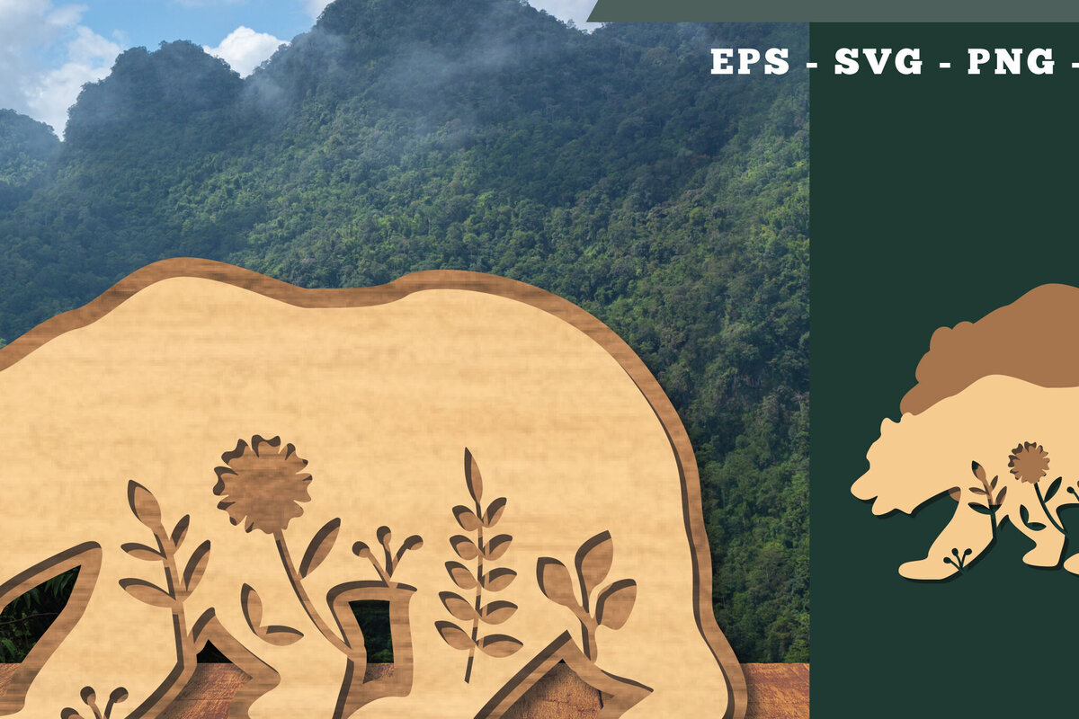 Intra απο ξύλο plywood 3mm-4mm πάχος - Floral Bear Cut Laser Decoration  1 Δίασταση 20x20 cm INTRAFABR-112847413