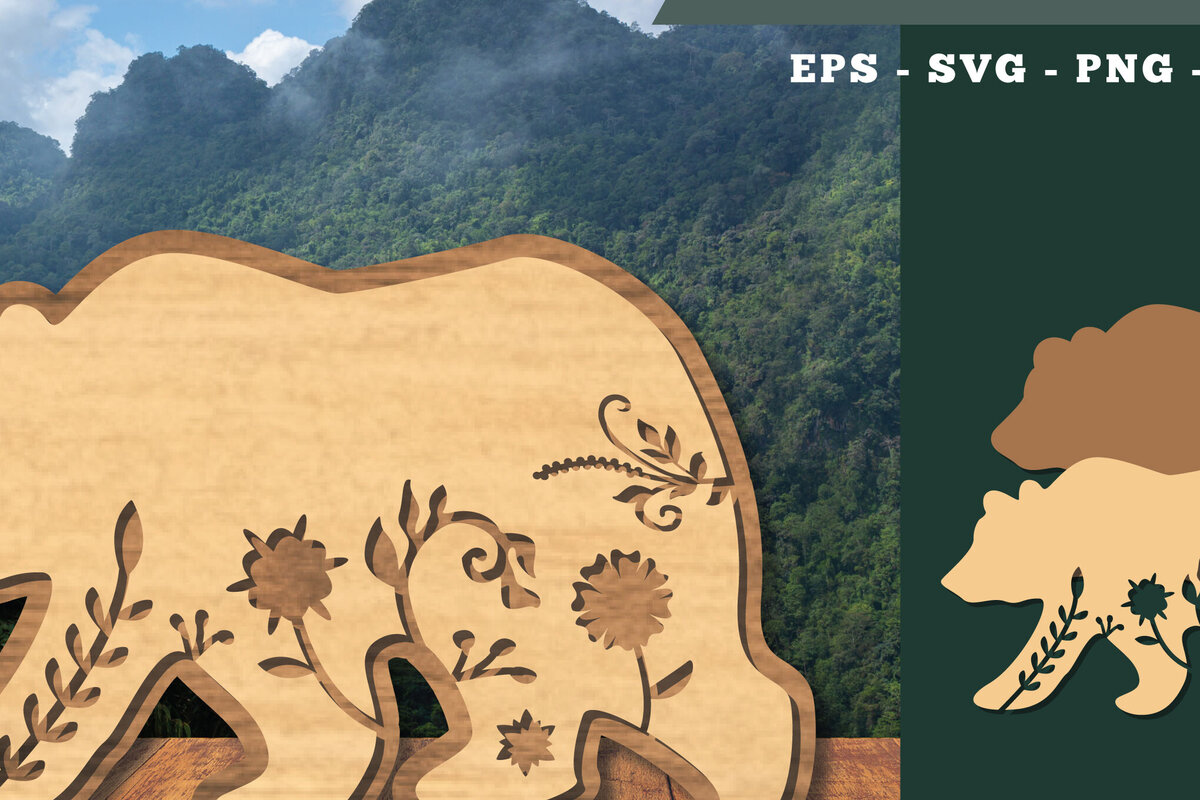 Intra απο ξύλο plywood 3mm-4mm πάχος - Floral Bear Cut Laser Decoration  3 Δίασταση 20x20 cm INTRAFABR-112847519