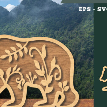 Intra απο ξύλο plywood 3mm-4mm πάχος - Floral Bear Cut Laser Decoration 4 Δίασταση 20x20 cm INTRAFABR-112847557 - Image 1