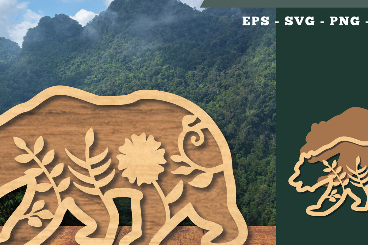 Intra απο ξύλο plywood 3mm-4mm πάχος - Floral Bear Cut Laser Decoration  5 Δίασταση 20x20 cm INTRAFABR-112847582