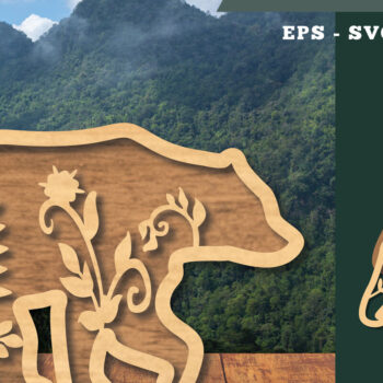 Intra απο ξύλο plywood 3mm-4mm πάχος - Floral Bear Cut Laser Decoration 6 Δίασταση 20x20 cm INTRAFABR-112847596 - Image 1