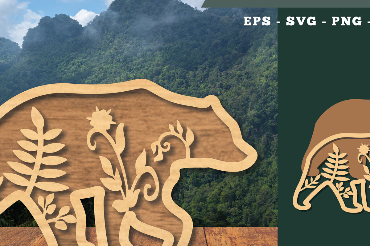 Intra απο ξύλο plywood 3mm-4mm πάχος - Floral Bear Cut Laser Decoration  6 Δίασταση 20x20 cm INTRAFABR-112847596