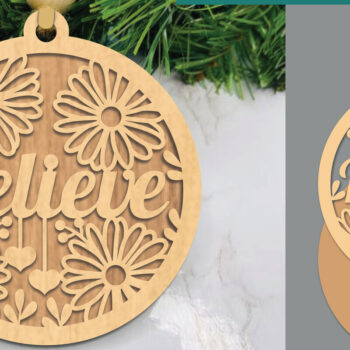 Intra απο ξύλο plywood 3mm-4mm πάχος - Στολίδι Floral Believe Cut Laser  Δίασταση 6x6 cm INTRAFABR-109410291 - Image 1