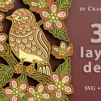 Intra απο ξύλο plywood 3mm-4mm πάχος - Floral Bird 3D Layered Cut Δίασταση 30x20 cm INTRAFABR-37412983 - Image 1