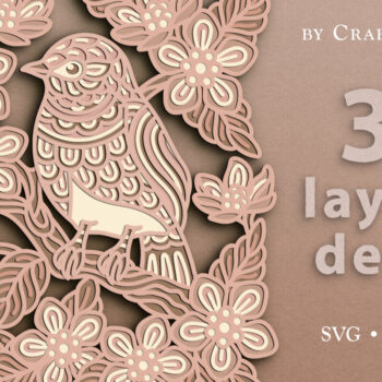 Intra απο ξύλο plywood 3mm-4mm πάχος - Floral Bird 3D Layered Cut Δίασταση 30x20 cm INTRAFABR-37412983 - Image 2