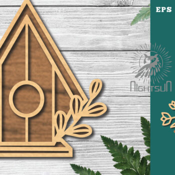 Intra απο ξύλο plywood 3mm-4mm πάχος - Floral Birdhouse Cut Laser Decoration 4 Δίασταση 20x20 cm INTRAFABR-115872947 - Image 1