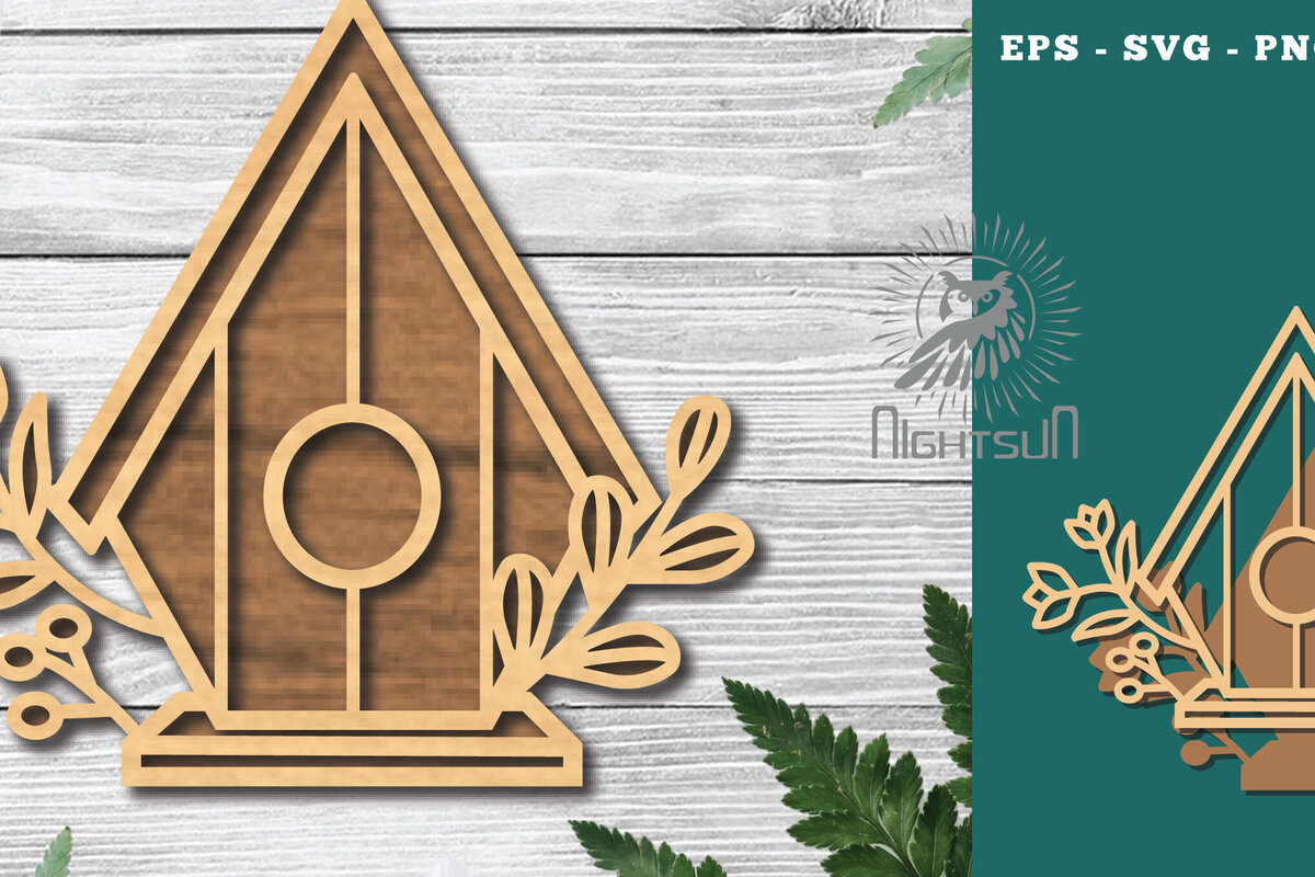 Intra απο ξύλο plywood 3mm-4mm πάχος - Floral Birdhouse Cut Laser Decoration 4 Δίασταση 20x20 cm INTRAFABR-115872947