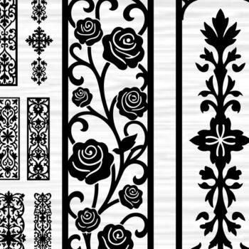 Intra απο ξύλο plywood 3mm-4mm πάχος - Πακέτο με μοτίβο κοπής με φλοράλ Border Δίασταση 30x30 cm INTRAFABR-125165384 - Image 1