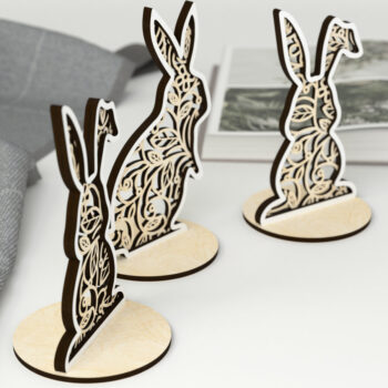 Intra απο ξύλο plywood 3mm-4mm πάχος - Floral Bunnies - με λέιζερ Δίασταση 15x15 cm INTRAFABR-28010126 - Image 3