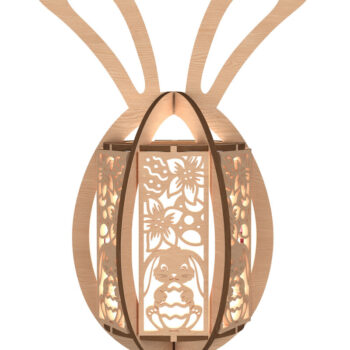 Intra απο ξύλο plywood 3mm-4mm πάχος - Floral Bunny Egg Lantern Cut Laser Δίασταση 15x15 cm INTRAFABR-113992059 - Image 1