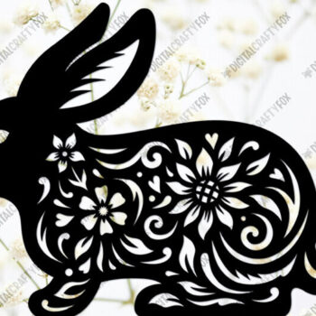Intra απο ξύλο plywood 3mm-4mm πάχος - Floral Bunny , Paper Bunny Paper Cut Δίασταση 6x6 cm INTRAFABR-119014867 - Image 1