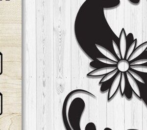 Intra απο ξύλο plywood 3mm-4mm πάχος - Floral Butterfly Alphabet Laser Cut S Δίασταση 30x20 cm INTRAFABR-35741444