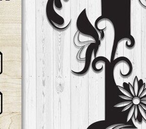 Intra απο ξύλο plywood 3mm-4mm πάχος - Floral Butterfly Alphabet Cut Laser T Δίασταση 30x20 cm INTRAFABR-35741406
