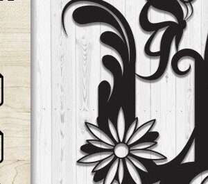 Intra απο ξύλο plywood 3mm-4mm πάχος - Floral Butterfly Alphabet Cut Laser U Δίασταση 30x20 cm INTRAFABR-35741855