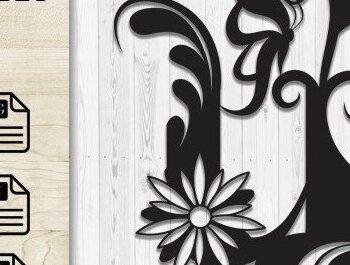 Intra απο ξύλο plywood 3mm-4mm πάχος - Floral Butterfly Alphabet Cut Laser U Δίασταση 30x20 cm INTRAFABR-35741855 - Image 1