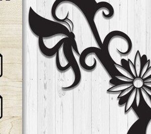 Intra απο ξύλο plywood 3mm-4mm πάχος - Floral Butterfly Alphabet Laser Cut V Δίασταση 30x20 cm INTRAFABR-35741863