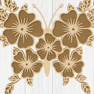 Intra απο ξύλο plywood 3mm-4mm πάχος - Floral σχέδιο πεταλούδας Κόψιμο με λέιζερ Δίασταση 30x20 cm INTRAFABR-112746806