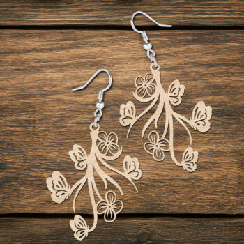 Intra απο ξύλο plywood 3mm-4mm πάχος - Φλοράλ Σκουλαρίκια πεταλούδας  κοπής με λέιζερ Δίασταση 900x900 cm INTRAFABR-120418685 - Image 2