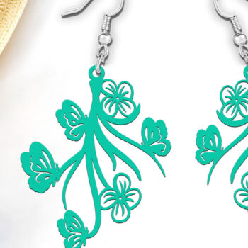 Intra απο ξύλο plywood 3mm-4mm πάχος - Φλοράλ Σκουλαρίκια πεταλούδας  κοπής με λέιζερ Δίασταση 900x900 cm INTRAFABR-120418685 - Image 3