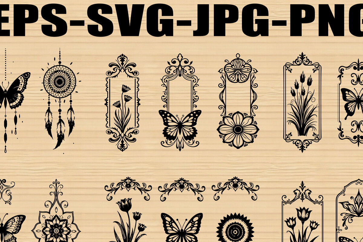 Intra απο ξύλο plywood 3mm-4mm πάχος - Floral Πλαίσιο Πεταλούδας Σετ Laser Cut  Δίασταση 4x4 cm INTRAFABR-123769334