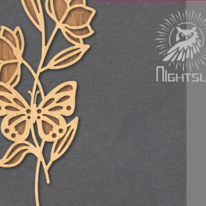 Intra απο ξύλο plywood 3mm-4mm πάχος - Floral Butterfly Cut Laser Decoration 1 Δίασταση 20x20 cm INTRAFABR-124512361