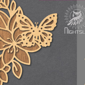 Intra απο ξύλο plywood 3mm-4mm πάχος - Floral Butterfly Cut Laser Decoration 4 Δίασταση 20x20 cm INTRAFABR-124512450