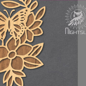 Intra απο ξύλο plywood 3mm-4mm πάχος - Floral Butterfly Cut Laser Decoration 5 Δίασταση 20x20 cm INTRAFABR-124512529 - Image 1