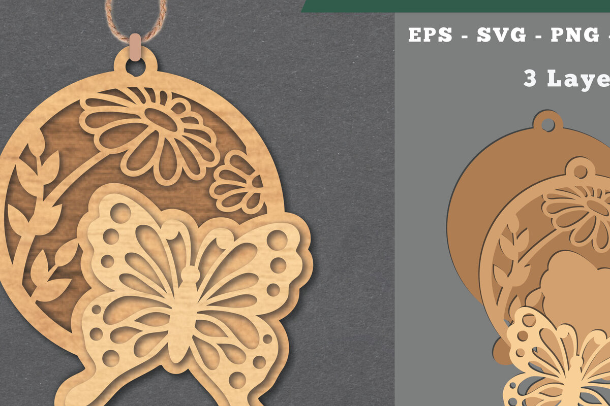 Intra απο ξύλο plywood 3mm-4mm πάχος - Στολίδι με φλοράλ πεταλούδα  Δίασταση 6x6 cm INTRAFABR-112069945