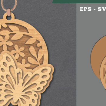 Intra απο ξύλο plywood 3mm-4mm πάχος - Στολίδι με φλοράλ πεταλούδα  Δίασταση 6x6 cm INTRAFABR-112069989 - Image 1