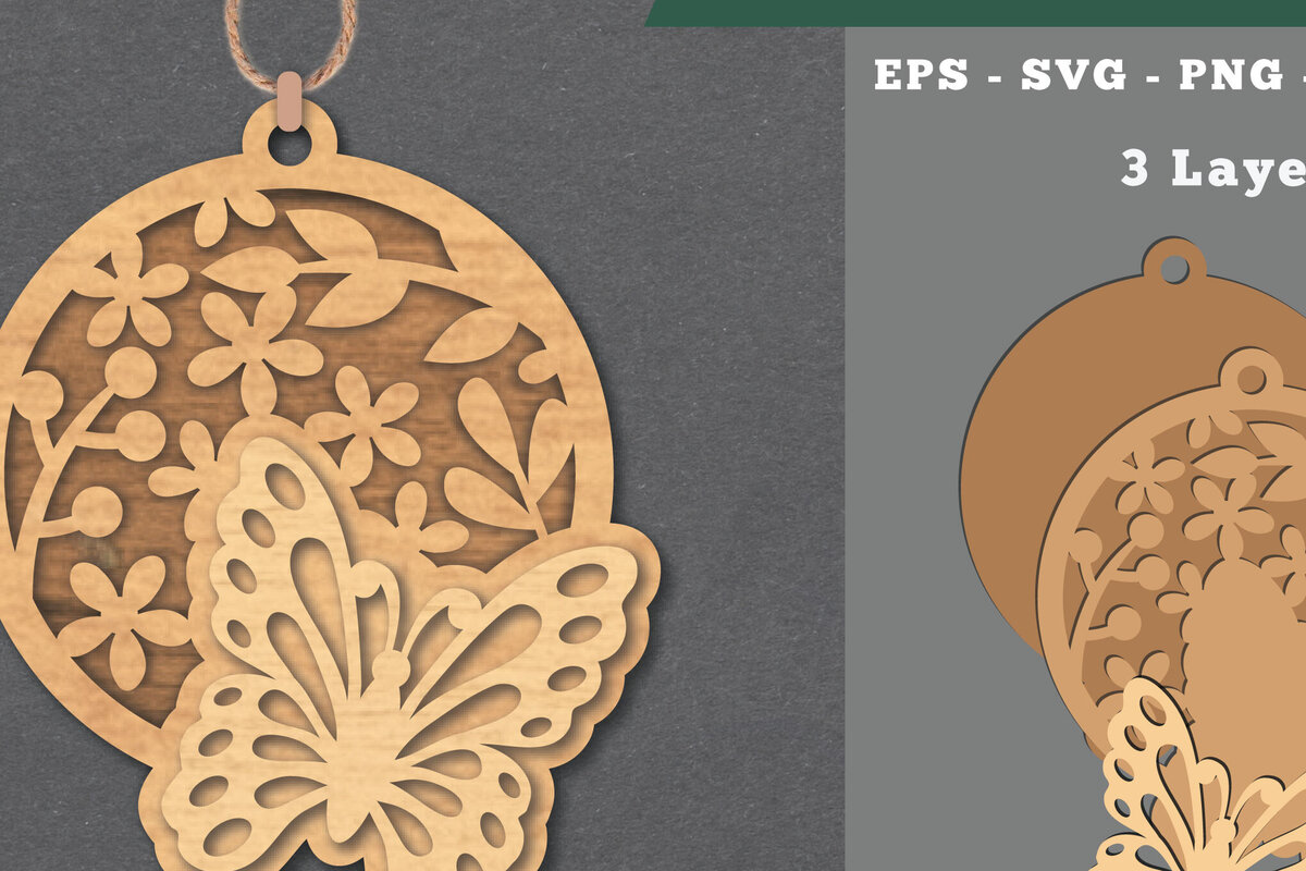 Intra απο ξύλο plywood 3mm-4mm πάχος - Στολίδι με φλοράλ πεταλούδα  Δίασταση 6x6 cm INTRAFABR-112069989