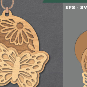 Intra απο ξύλο plywood 3mm-4mm πάχος - Στολίδι με φλοράλ πεταλούδα  Δίασταση 6x6 cm INTRAFABR-112069905