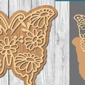 Intra απο ξύλο plywood 3mm-4mm πάχος - Floral Butterfly Cut Laser  4 Δίασταση 20x20 cm INTRAFABR-106686942