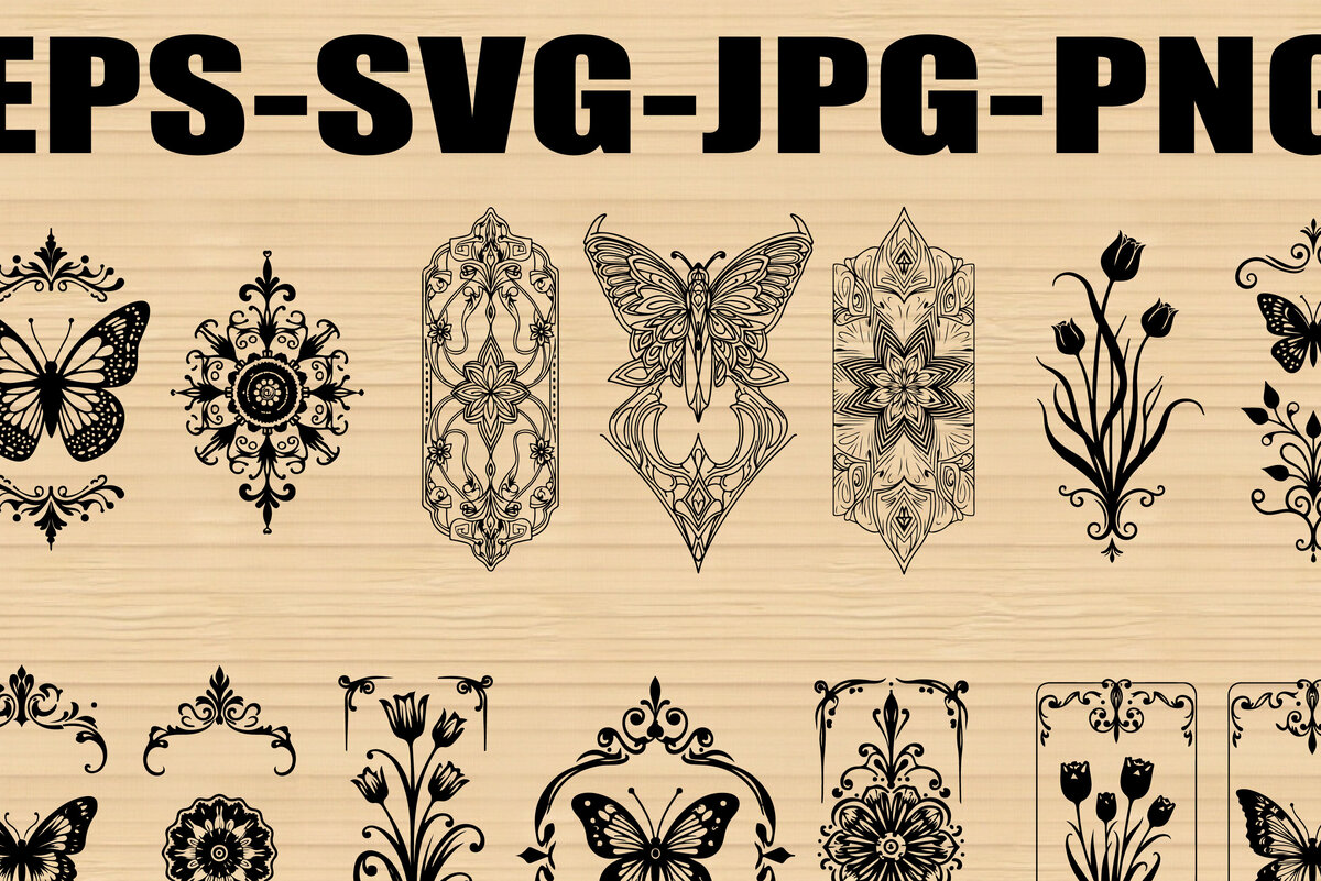 Intra απο ξύλο plywood 3mm-4mm πάχος - Σετ στολίδι με φλοράλ πεταλούδα Δίασταση 6x6 cm INTRAFABR-123769005