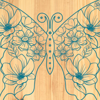 Intra απο ξύλο plywood 3mm-4mm πάχος - Floral Butterfly Paper Cut Design 1 Δίασταση 20x20 cm INTRAFABR-90496889 - Image 2