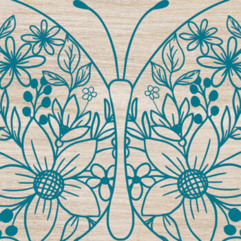 Intra απο ξύλο plywood 3mm-4mm πάχος - Floral Butterfly Paper Cut Design 2 Δίασταση 20x20 cm INTRAFABR-90497033 - Image 1