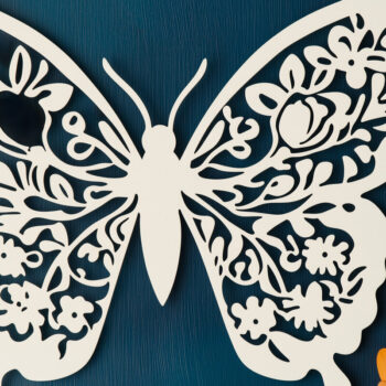 Intra απο ξύλο plywood 3mm-4mm πάχος - Floral Butterfly Paper Cut Δίασταση 4x4 cm INTRAFABR-111546655 - Image 1